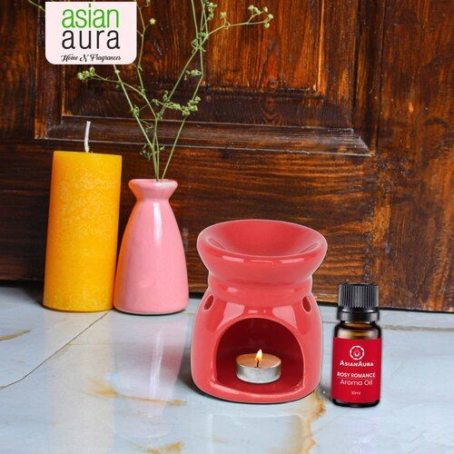 Asian Aura Ceramic Aromatic Oil Diffuser with 2 oil bottles AA-CB-0032Red