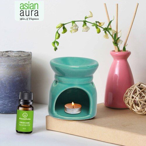 Asian Aura Ceramic Aromatic Oil Diffuser with 2 oil bottles AA-CB-0032T-Green