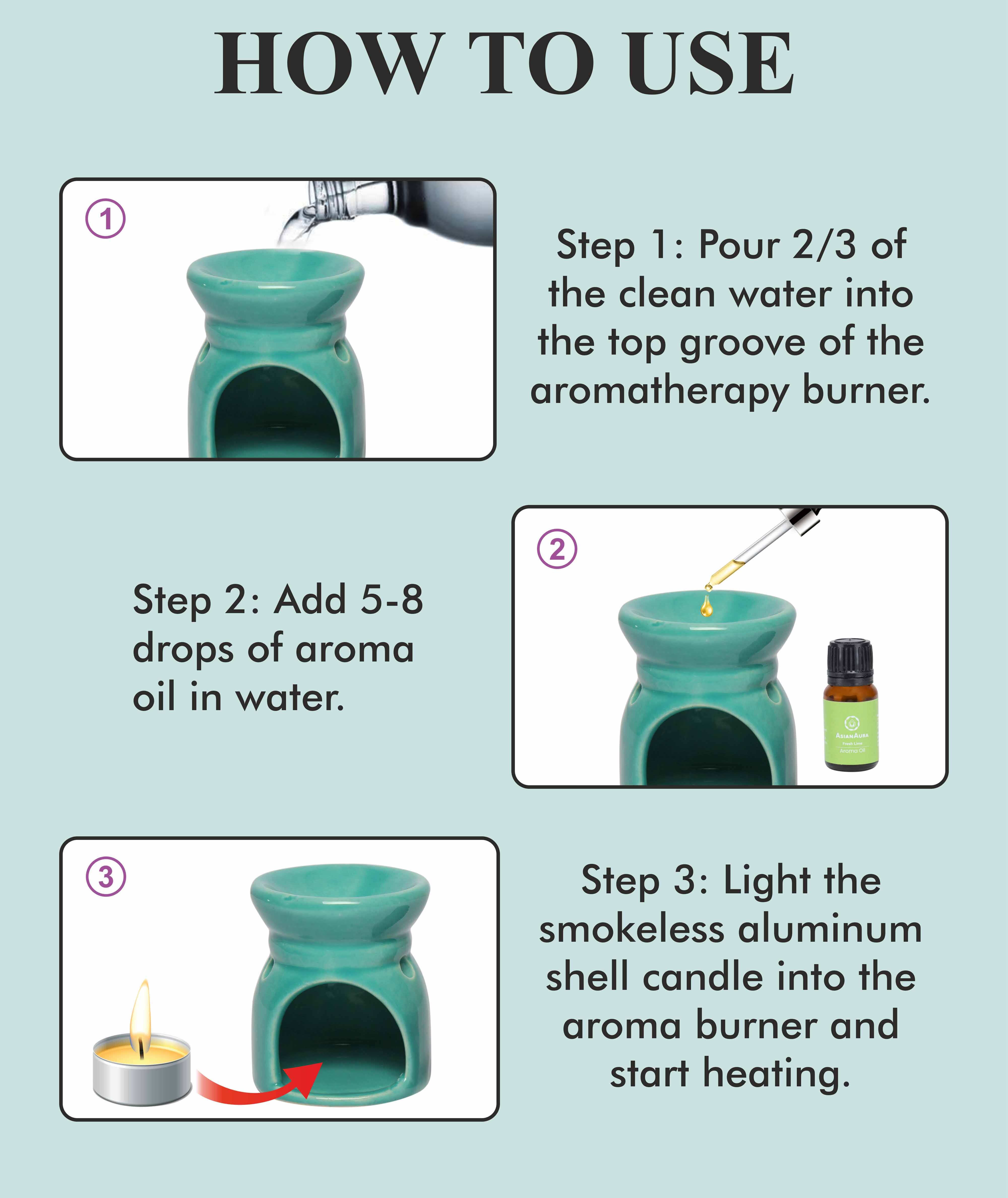 Asian Aura Ceramic Aromatic Oil Diffuser with 2 oil bottles AA-CB-0032T-Green