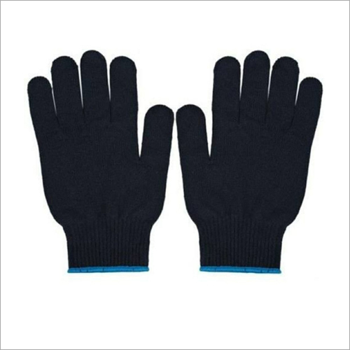 Printed Black Cotton Knitted Hand Gloves