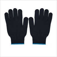 Printed Black Cotton Knitted Hand Gloves