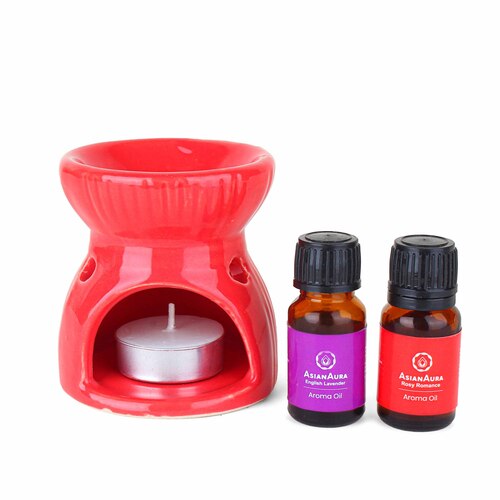 Asian Aura Ceramic Aromatic Oil Diffuser with 2 oil bottles AA-CB-0035R