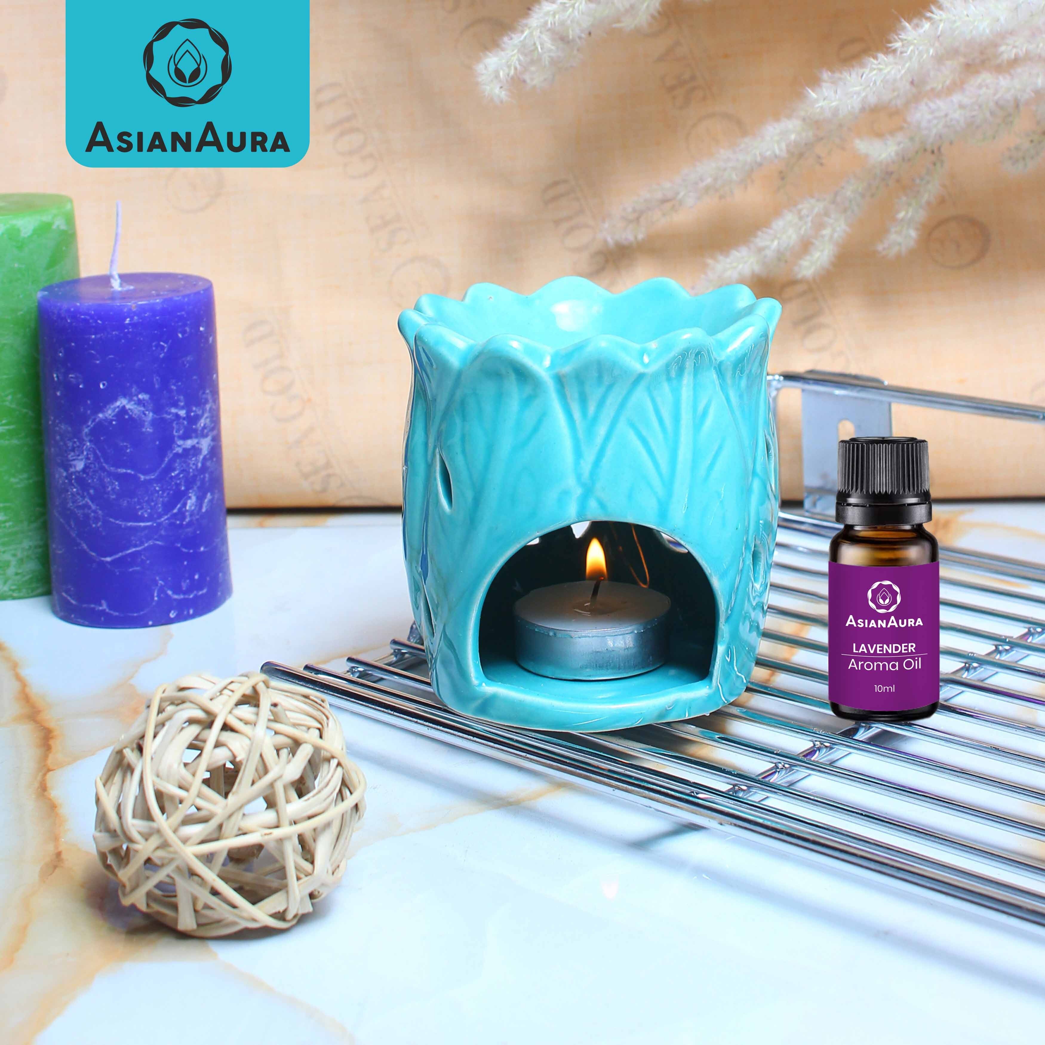 Asian Aura Ceramic Aromatic Oil Diffuser with 2 oil bottles AA-CB-0040Sky Blue