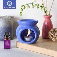 Asian Aura Ceramic Aromatic Oil Diffuser with 2 oil bottles AA-CB-0041BLUE