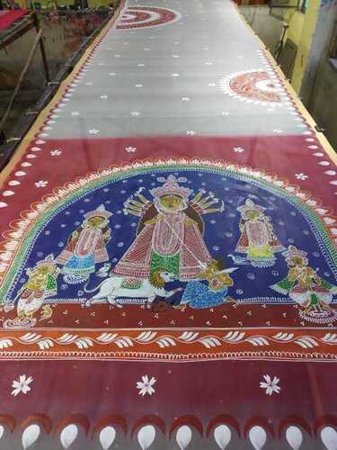 Hand Painted Maa Durga Saree