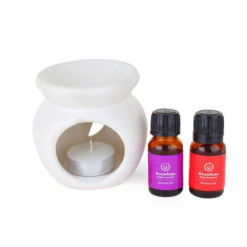 Asian Aura Ceramic Aromatic Oil Diffuser with 2 oil bottles AA-CB-0041W