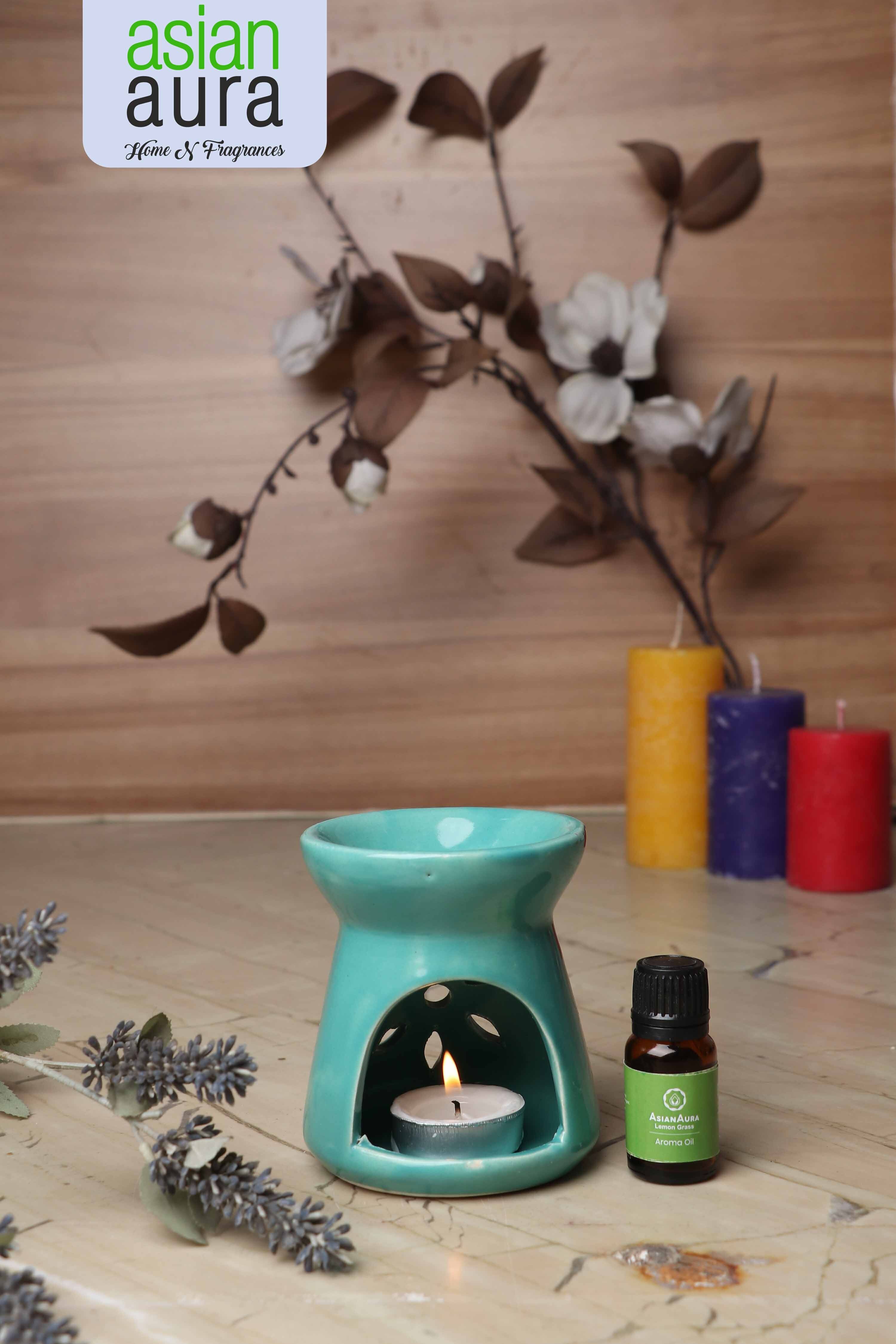Asian Aura Ceramic Aromatic Oil Diffuser with 2 oil bottles AA-CB-0043T-GR
