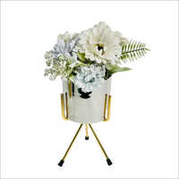 Iron Flower Pot Stand - 8x8x17 Cm, Black Nickel & Gold Finish | Indoor & Outdoor Decoration, Elegant Design
