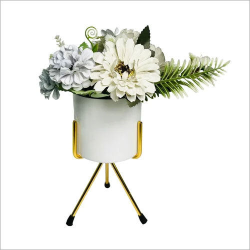 Golden & White Decorative Flower Pot Stand