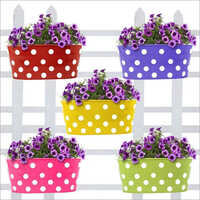 Deco Point Railing Planter - Iron, Round Shape, Multicolor Glossy Finish | Decorative Plant For Garden Usage, Eye-catching Design