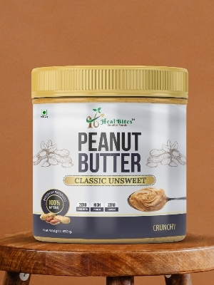 HealBites-QF All 100% Natural Peanut Butter(Crunchy, Unflavoured, 350g)