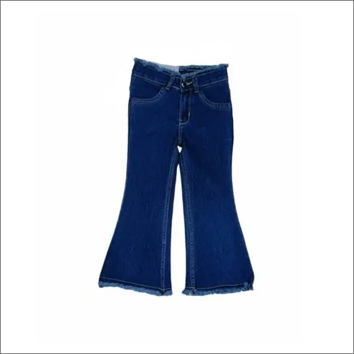 Blue Plain Bell Bottom Jeans