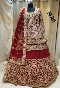 Designer Bridal Lehenga - Bridal Satin, Sizes M, L, Xl, Multicolored | Modern Ethnic Style, Anti-wrinkle, Impeccable Finish, Embroidered With Beaded Lace, Sequins
