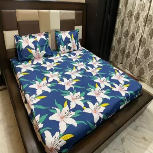 King Size Floral Fitted Bedsheet .