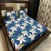 King Size Floral Fitted Bedsheet .