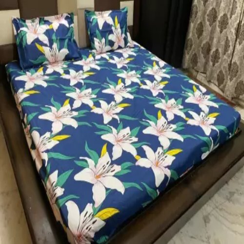 King Size Floral Fitted Bedsheet .