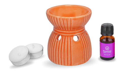 Asian Aura Ceramic Aromatic Oil Diffuser with 2 oil bottles AA-CB-PO 8