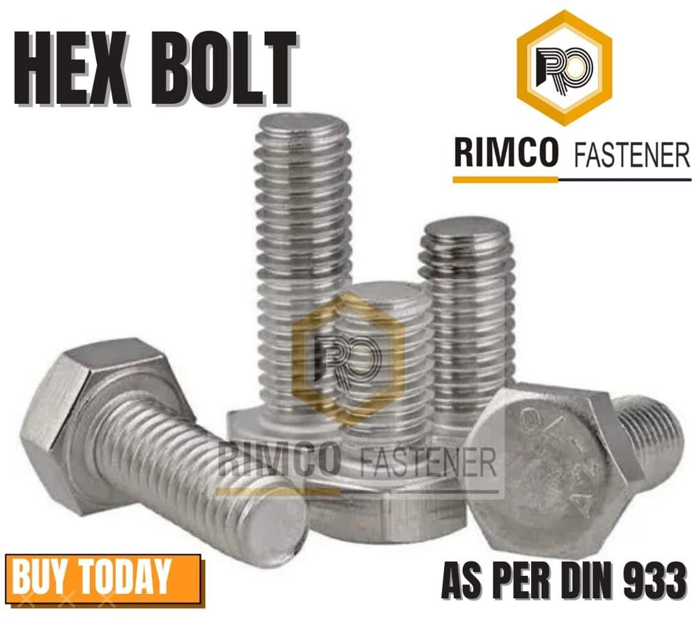 Stainless Steel Hex Bolt - Grade 202, 304 & 316 | Industrial Quality, Silver Hexagon Design