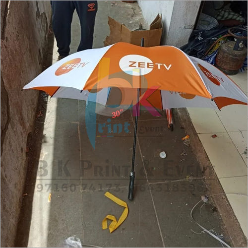 White And Orange Zee Tv Promotional Umbrella