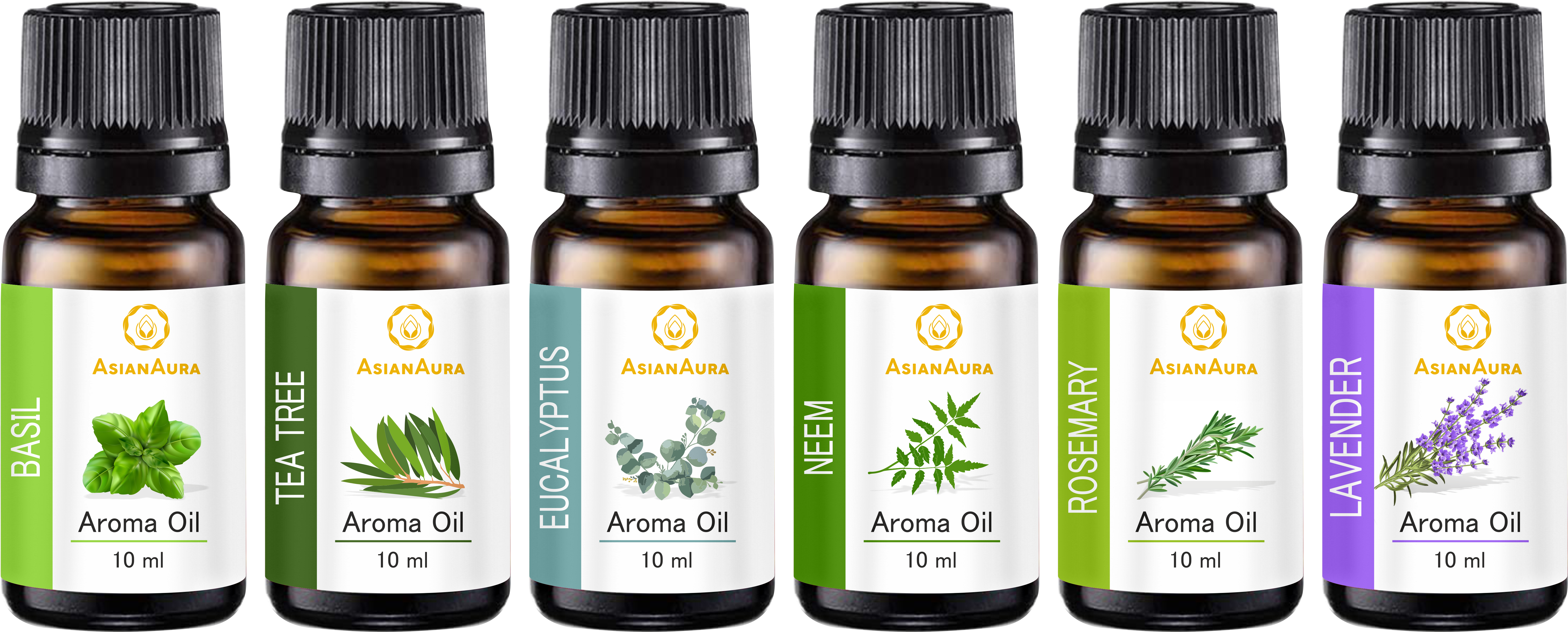 Asian Aura anti bacterial pack 10ml Aroma oil Set of 6