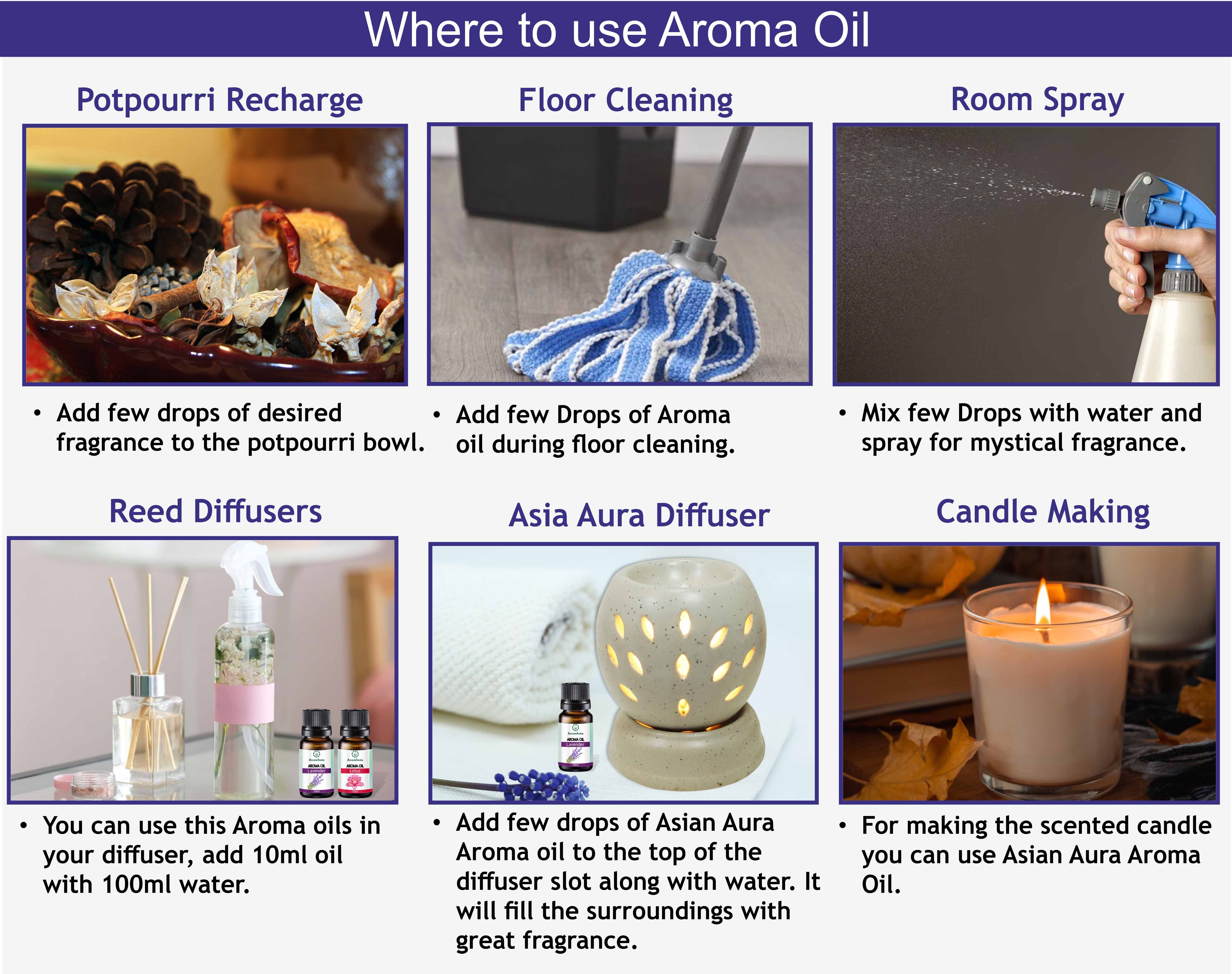 Asian Aura meditation pack 10ml Aroma oil Set of 6