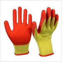 10G Cotton With Orange Crinkle Latex Coated Gloves