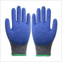 10G Cotton With Blue Crinkle Latex Coated Gloves