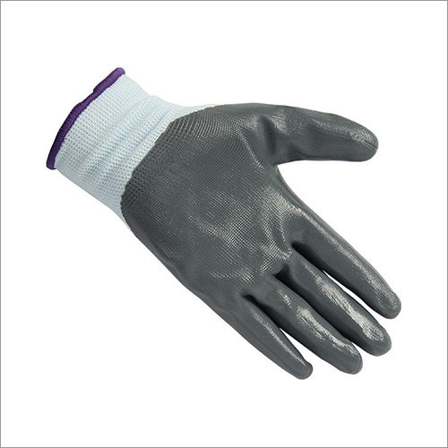 Quick Dry White Grey Nitrile Coated Gloves