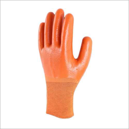 Washable 13 Gauge Orange Polyester Orange Pvc Full Coated Gloves