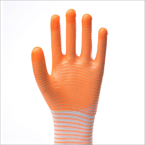 13 Gauge Orange Zebra-Stripe Polyester PVC Half Coated Gloves