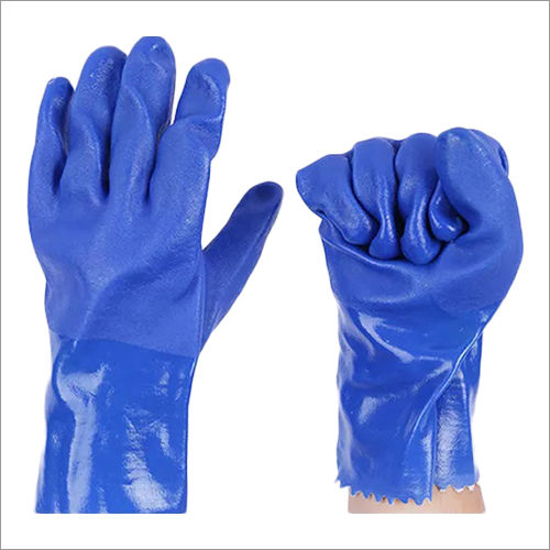 Blue Industrial Long Sleeve Pvc Gloves