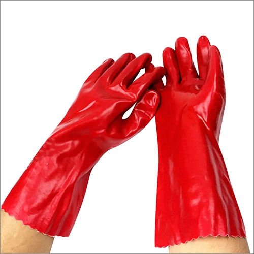 Red Full Coated Long Sleeve Pvc Industial Gloves