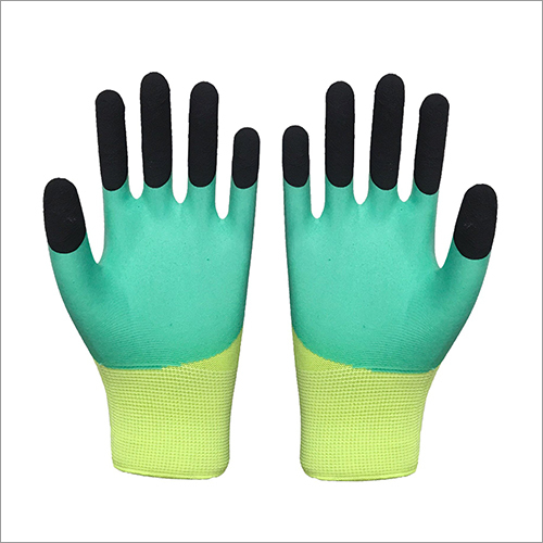 13G Polyester With Green Foam Latex Finger Gloves
