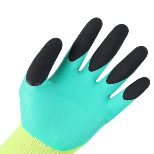 13G Polyester With Green Foam Latex Finger Gloves