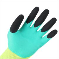 13G Polyester With Green Foam Latex Finger Gloves