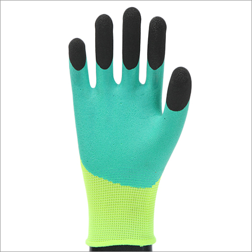 13G Polyester With Green Foam Latex Finger Gloves
