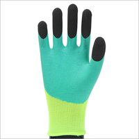 13G Polyester With Green Foam Latex Finger Gloves