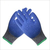 10G Cotton With Blue Crinkle Latex Coated Gloves