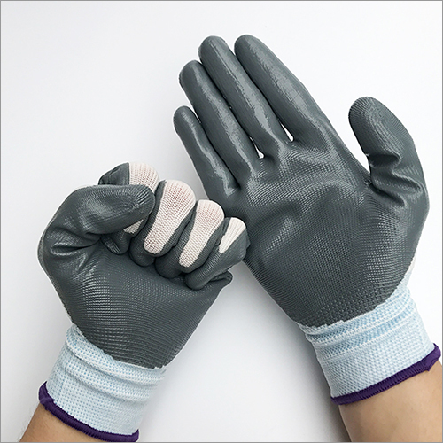 White Grey Nitrile Coated Gloves