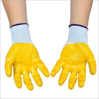 White Yellow Half Coated Nitrile Gloves