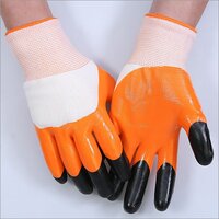 White Orange Black Nitrile Half Coated Nitrile Gloves