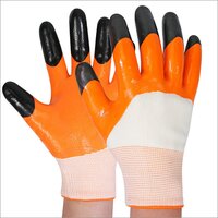 White Orange Black Nitrile Half Coated Nitrile Gloves