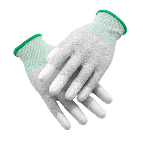 ESD Carbon Fiber PU Coated Finger Gloves