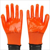 13 Gauge Orange Polyester Orange PVC Half Coated Gloves