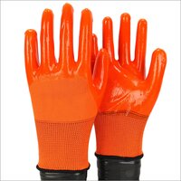 13 Gauge Orange Polyester Orange PVC Half Coated Gloves