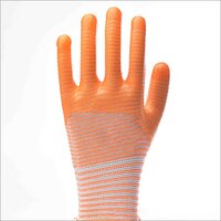 13 Gauge Orange Zebra-Stripe Polyester PVC Half Coated Gloves