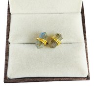 Semi Precious Gemstone Tiny Double Sided Point Stud Earrings