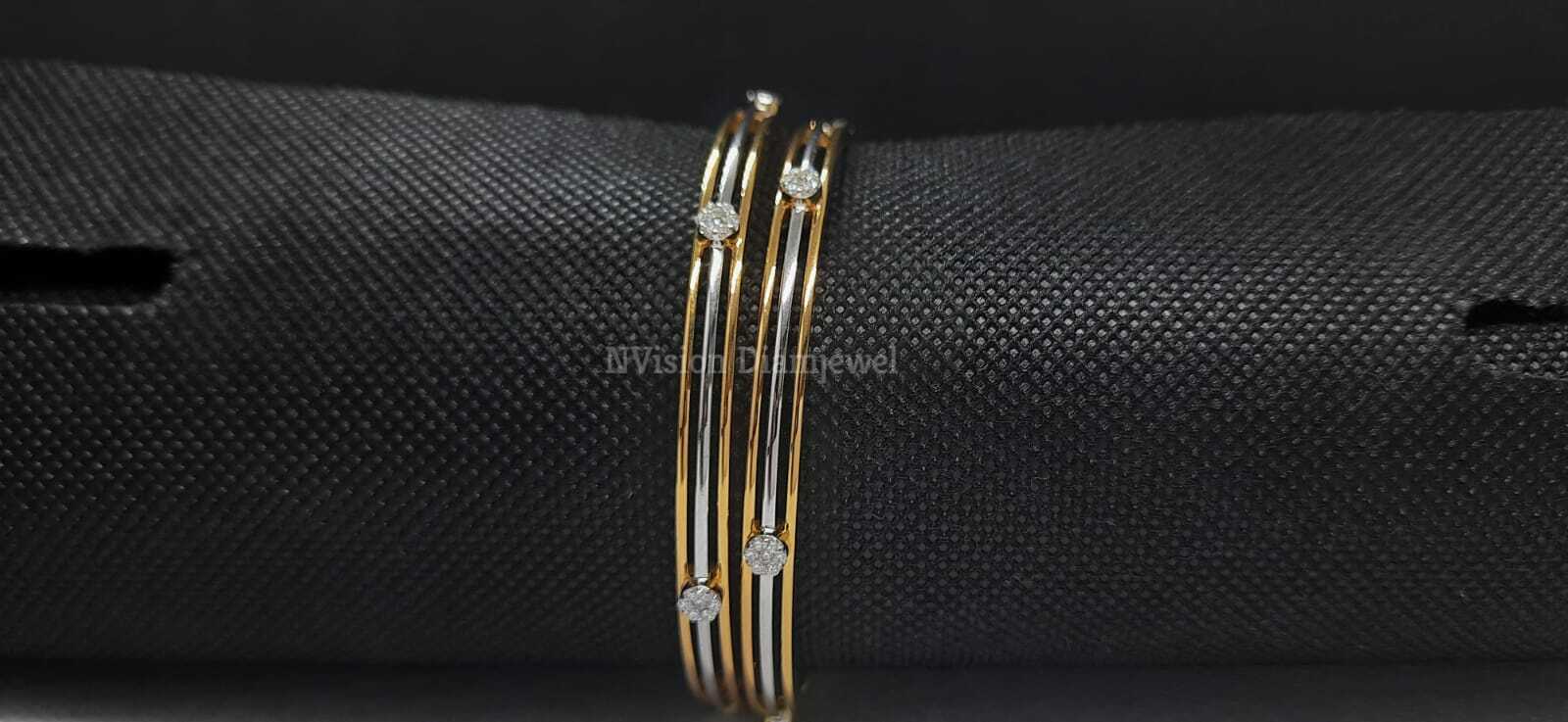 White And Yellow Gold Natural Diamond Bangle