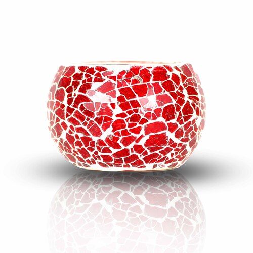 Glass Tea light Holder with T light Candle for festival Decoration Glass 1 - Cup Tea light Holder Set  Multicolour Mosiac 03