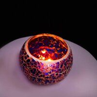 Glass Tea light Holder with T light Candle for festival Decoration Glass 1 - Cup Tea light Holder Set  Multicolour Mosiac 09